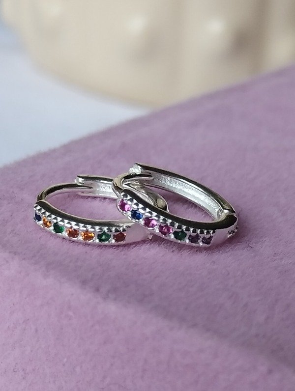 Producto - Argollas mini de plata multicolor