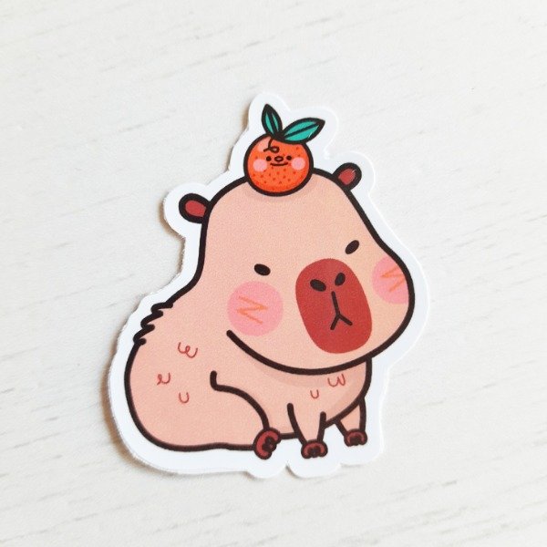 Producto - Capibara Sentado: Sticker Vinílico