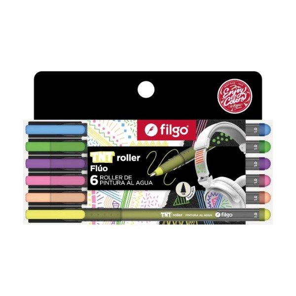 Producto - Marcador Roller FILGO acrílico al agua TNT  FLUO x 6 colores