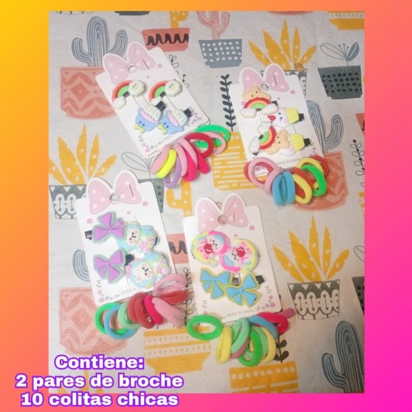 Producto - Set colitas + 2 par broche