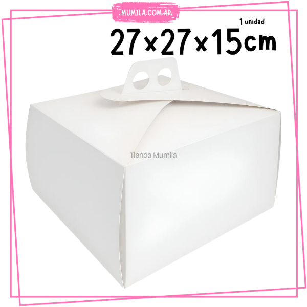 Producto - Caja Torta tarta maletin 27x27x15 Blanca