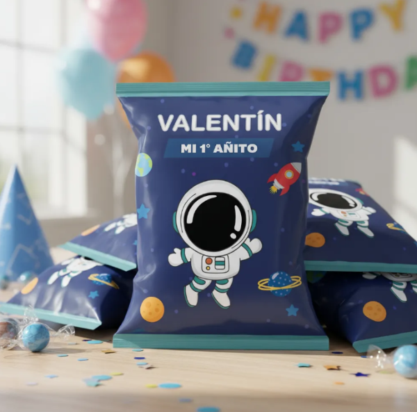 Producto - Bolsa Imprimible Chip Bag Astronauta Editable