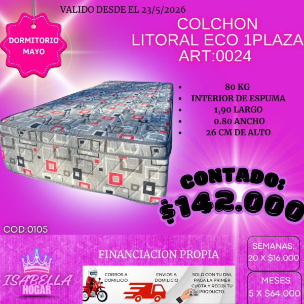 Producto - COLCHON LITORAL ECO 1 PLAZA