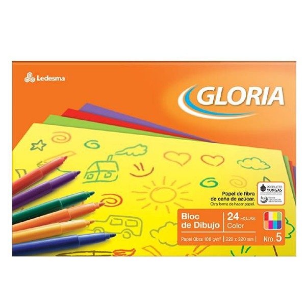 Producto - BLOCK DIBUJO GLORIA N5 COLOR X 24