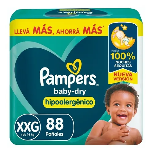 Producto - Pampers Baby-Dry Talle XXG Hipoalergenico Pack Mensual