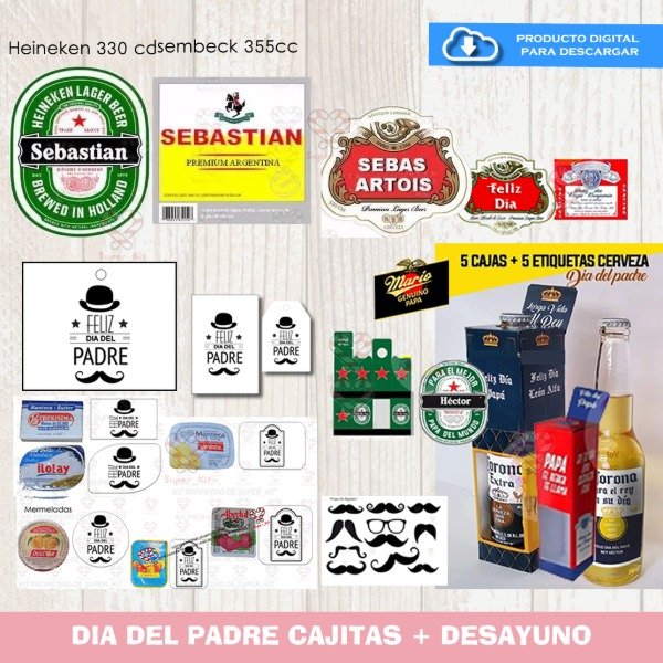 Producto - Kit Imprimible Dia Del Padre Desayuno + Cajitas Editable