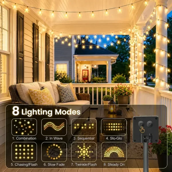 Producto - Guirnalda Luces Solar Estrella 80Led 10Mts Luz Cálida - 4