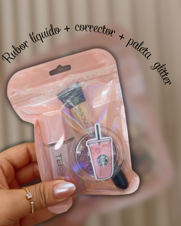 Producto - Combo Beauty / rubor líquido/corrector/ paleta glitter