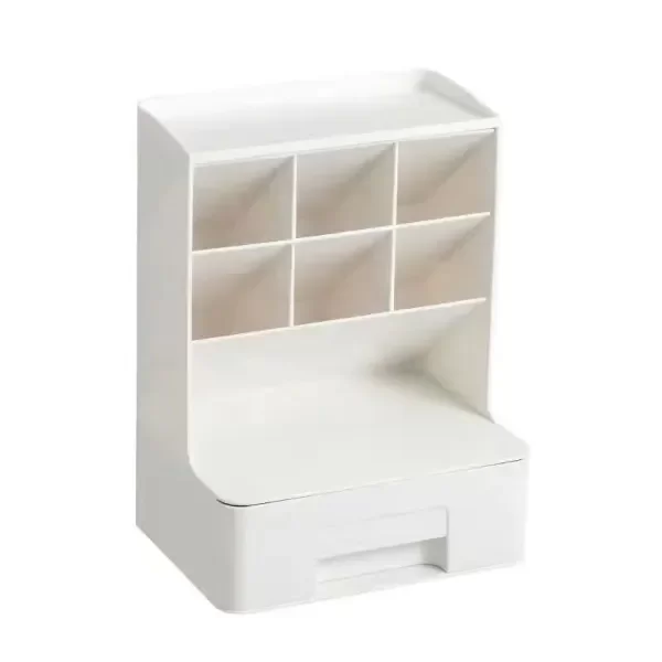 Producto - Organizador de Escritorio Multifunción con Cajón y Compartimentos Inclinados