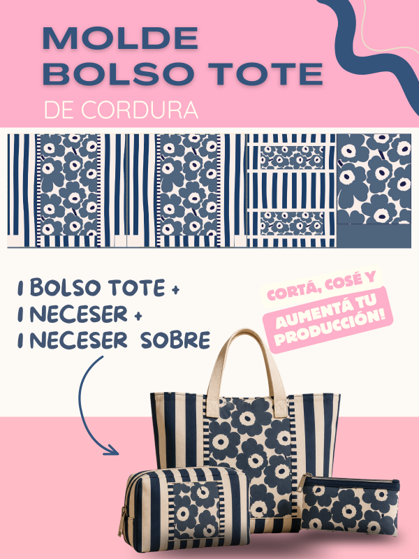 Producto - MOLDE BOLSO TOTE - GERBERA AZUL