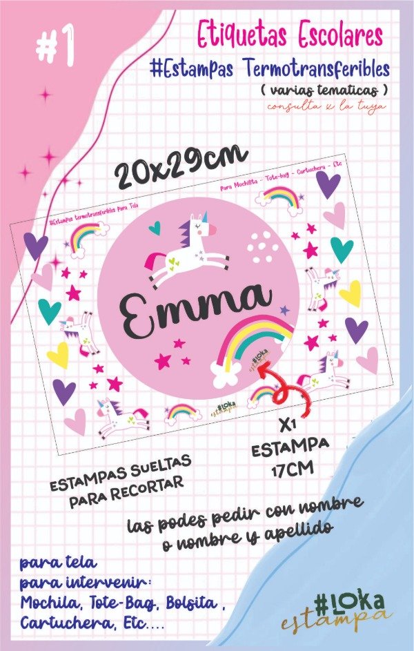 Producto - ESCOLARES #1  Estampa Termotransferible 20x29cm