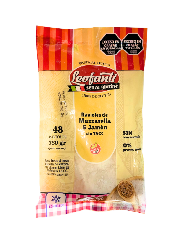 Producto - RAVIOLES DE MUZZARELLA Y JAMON SIN GLUTEN LEOFANTI 350G