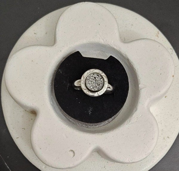 Producto - Anillo Círculo Puntitos y Cubik Gris Nro 8