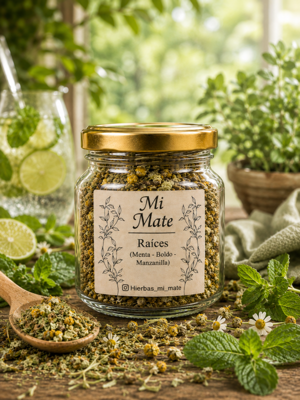 Producto - Raíces (Menta - Boldo - Manzanilla) - Frasco x 30 gr