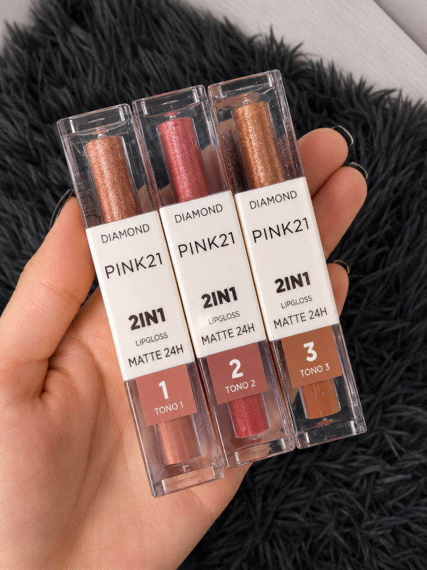 Producto - LIP GLOSS 2 EN 1 DIAMON Y MATTE 24 HS PINK 21