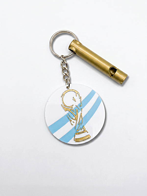 Producto - Llaveros Redondos Bandera y relieve de Copa con Silbato x 20 U