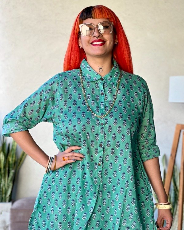 Producto - Camisola Block Print Verde Agua L a 2XL