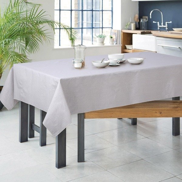 Producto - Mantel de cuerina pesada con estampa efecto lino 140 x 250 cm