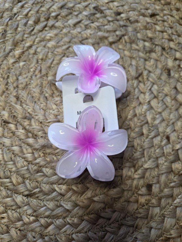Producto - Broche mediano flor rosa y blanco  por unidad