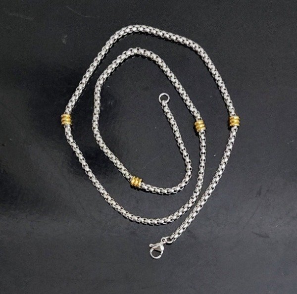 Producto - Cadena Veneciana 3.0 mm con círculos en dorado 50 cm