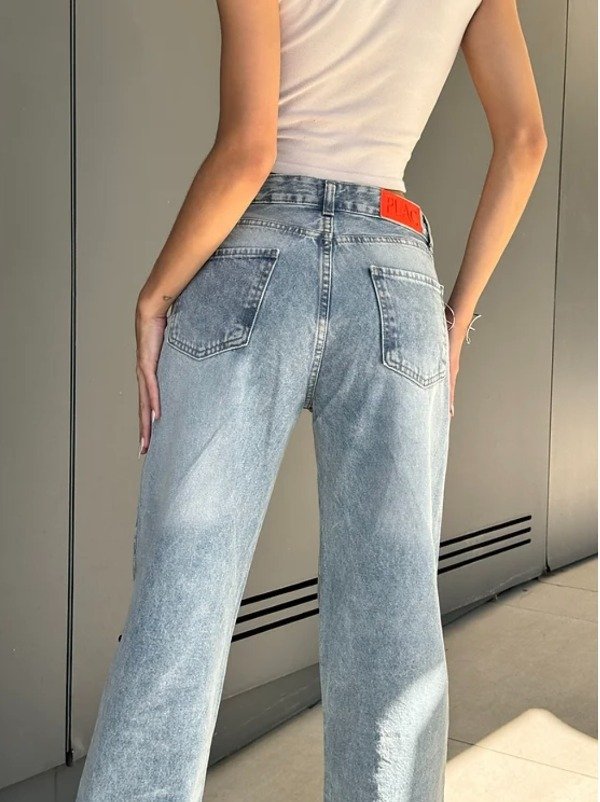Producto - Recto wide leg, tiro medio matizado