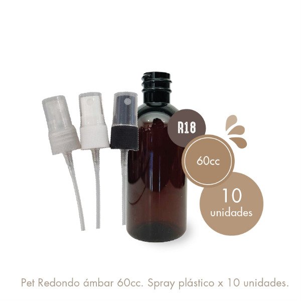 Producto - Pet Redondo ámbar 60cc válvula spray
