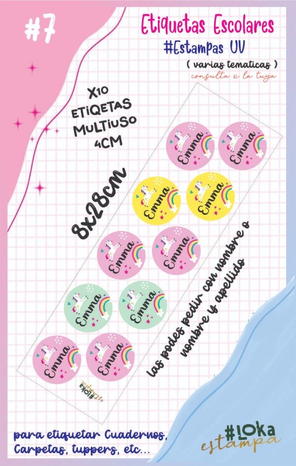 Producto - ESCOLARES #7 Estampa UV 8x28cm