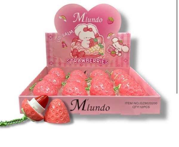 Producto - Frutilla bálsamo llavero rosa - caja x12 unidades
