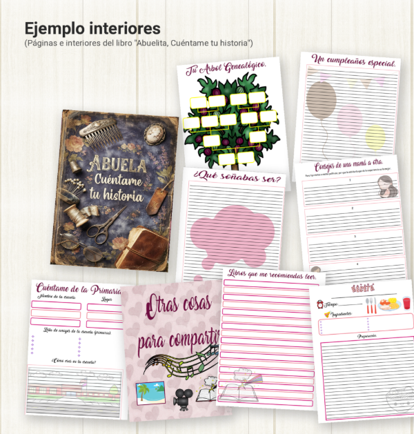Producto - Kit Imprimible Abuela Cuentame tu historia Fotolibro Diario Agenda Recuerdos - 1