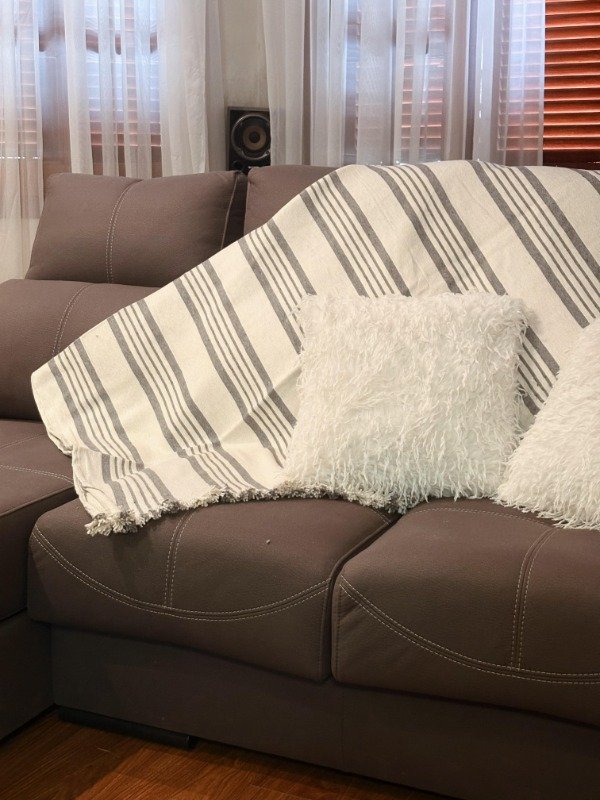 Producto - Manta rústica lineas grises
