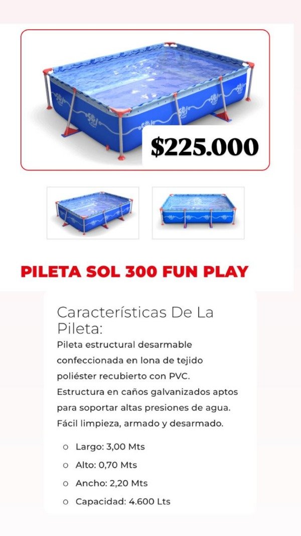 Producto - PILETA SOL DE VERANO 300