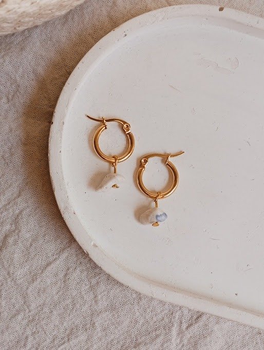 Producto - Aros lapislázuli  - Acero dorado