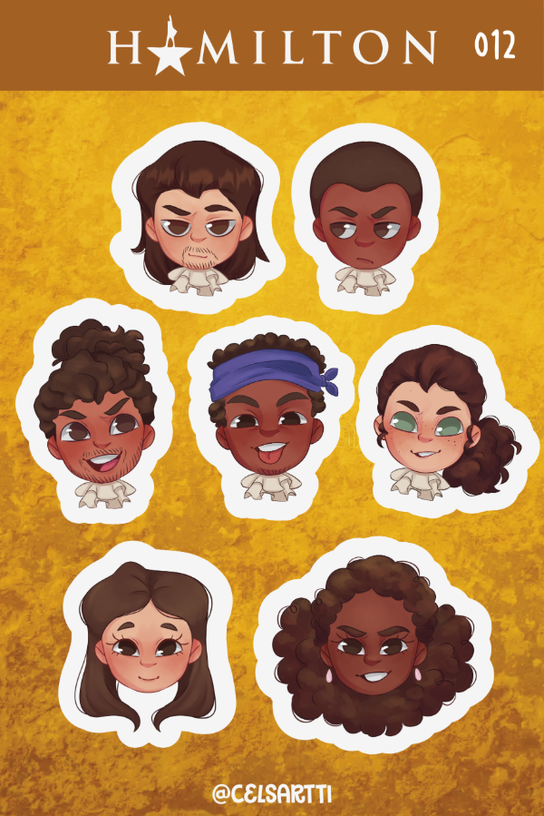 Producto - Hamilton Personajes - Plancha de stickers