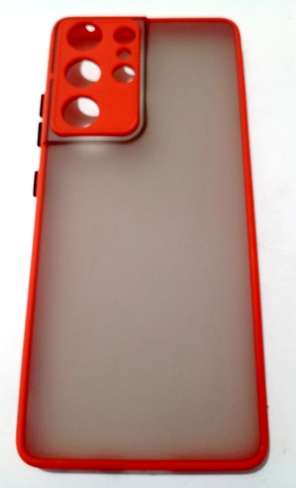 Producto - Funda Traslúcida oscuro borde Rojo para Samsung S21 Ultra