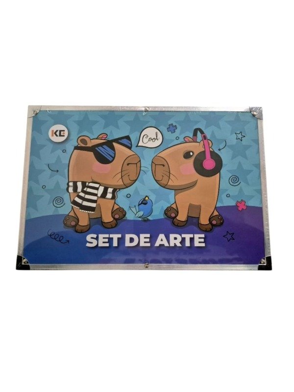 Producto - Set Valija Metálica Arte Escolar Didáctico 145 Piezas - Capybara