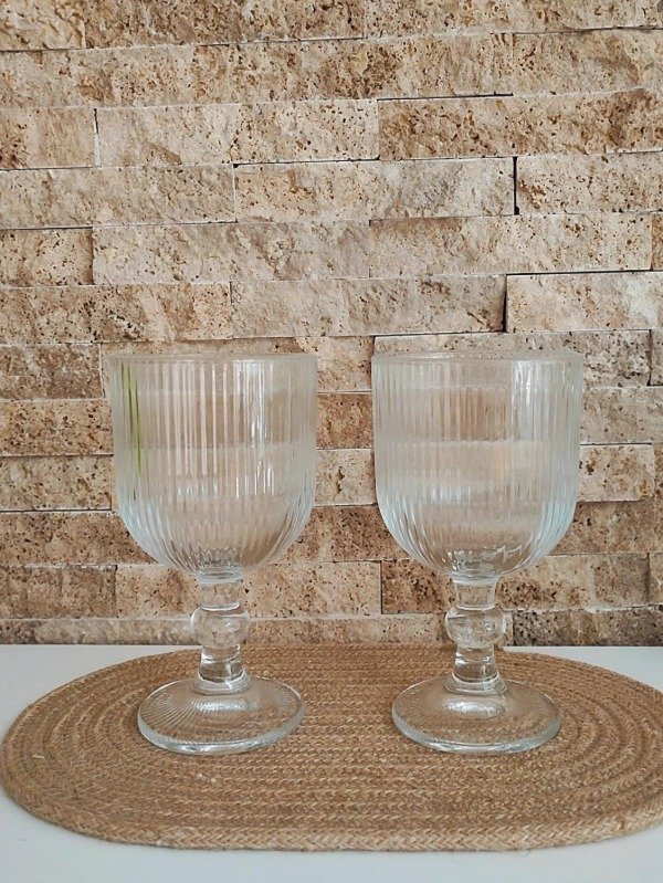 Producto - Copas rayadas transparentes 370ml caja x 6 unidades