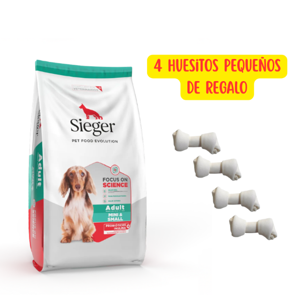 Producto - SIEGER Adultos Mordida Pequeña x 12 kg + 4 huesitos de REGALO
