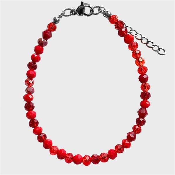 Producto - Pulsera de cristal checo y acero quirúrgico - 4mm - Rojos