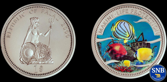Producto - Palaos - 1 Dólar (2000) KM #59 - Peces y naufragio