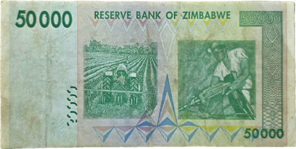 Producto - Zimbabwe 50.000 Dollars (2008) Mineria Pick.74 VF - 1