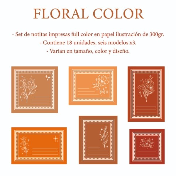 Producto - NOTITAS FLORAL COLOR - NARANJA