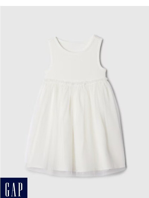 Producto - Gap. Vestido con musculosa de morley y falda doble con tul blanco