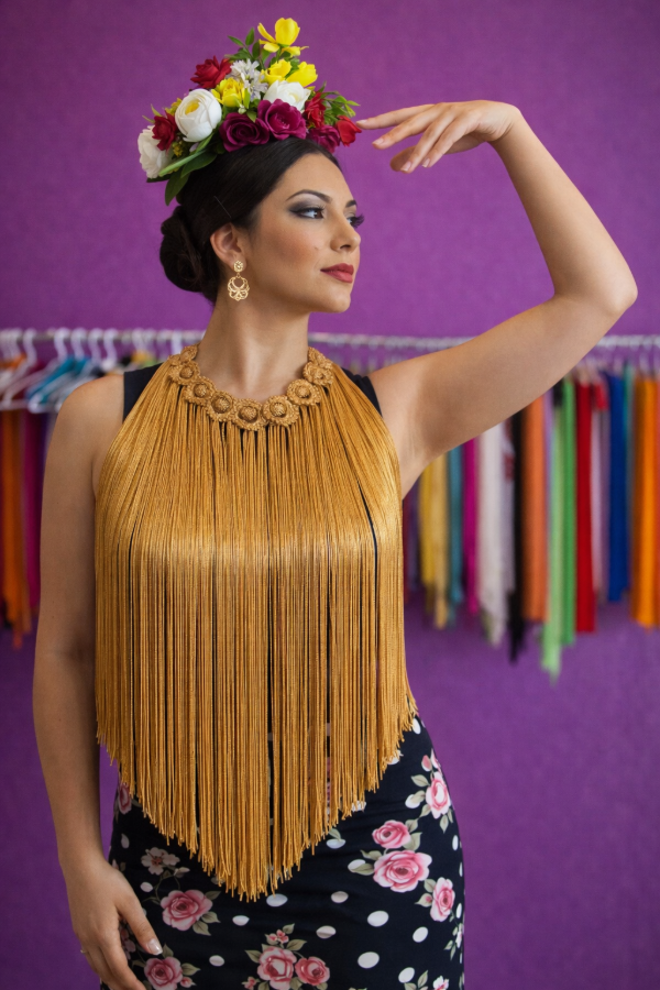 Producto - Collar De Flecos De Seda Círculos Cobre