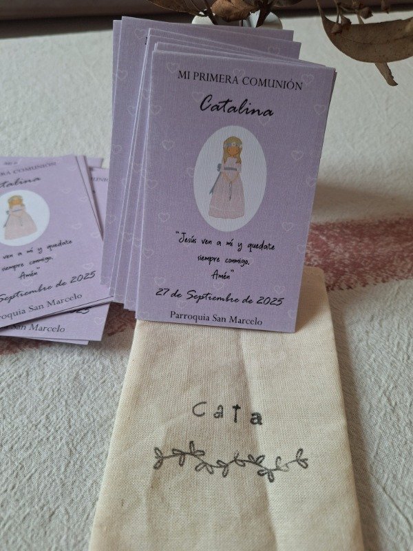 Producto - Estampita comunión "lavanda" - 1