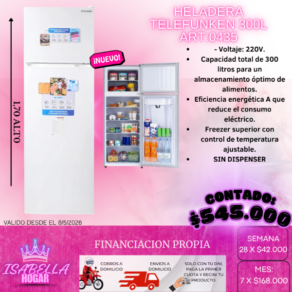 Producto - HELADERA TELEFUNKEN 300L S/DISPENSER