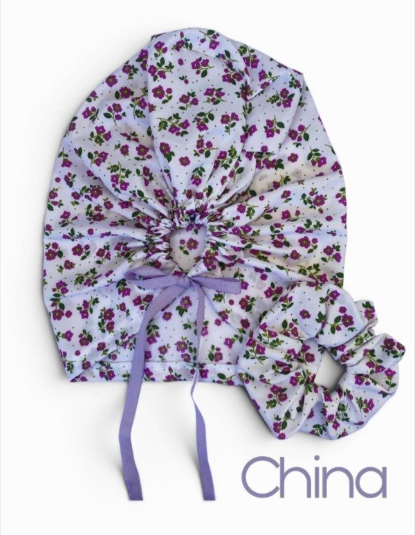 Producto - Set cofia+scrunchie Lila (ENTREGA INMEDIATA)