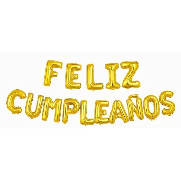 Producto - Frases de globos FELIZ CUMPLEAÑOS letra 40cm color dorado