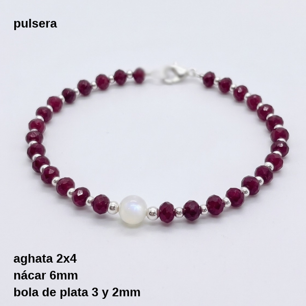Producto - PUL #FP Pulsera aghata 2x4 con bola de nácar 6mm (DÓLAR) - 4