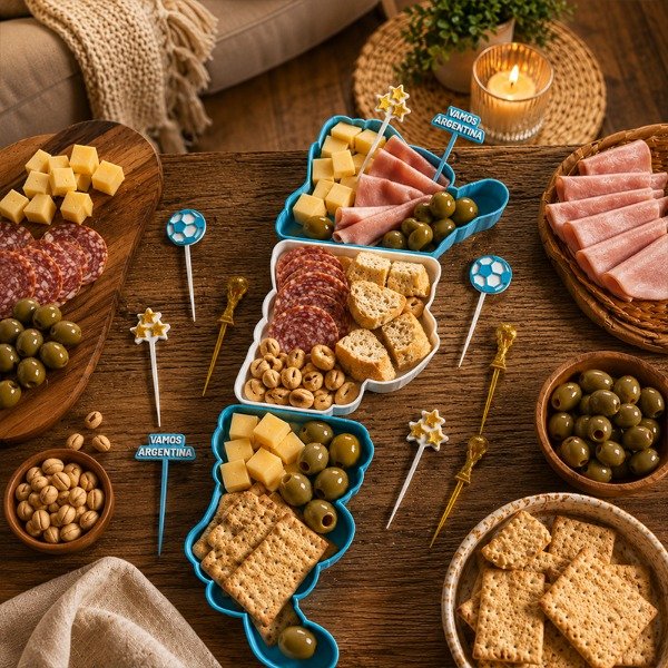 Producto - Bandeja Picada Argentina Mapa + Pinchos Mundialista Copetin