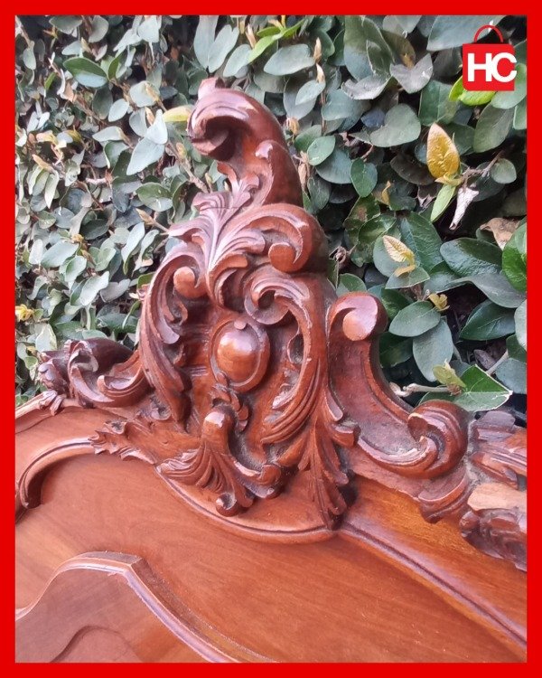 Producto - Cama de 2 plazas estilo Francés Luis XV / Provenzal en madera maciza tallada - 9